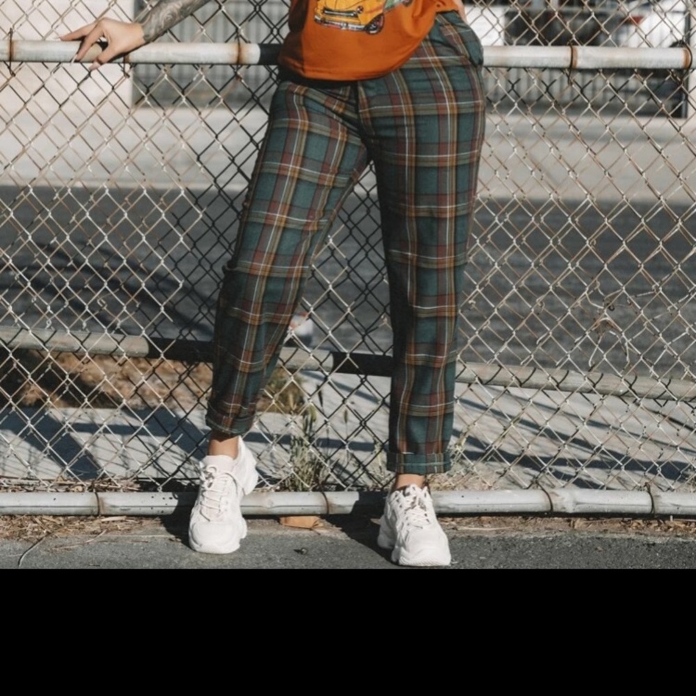 SHEIN Chain detail Tartan Plaid Pants XL